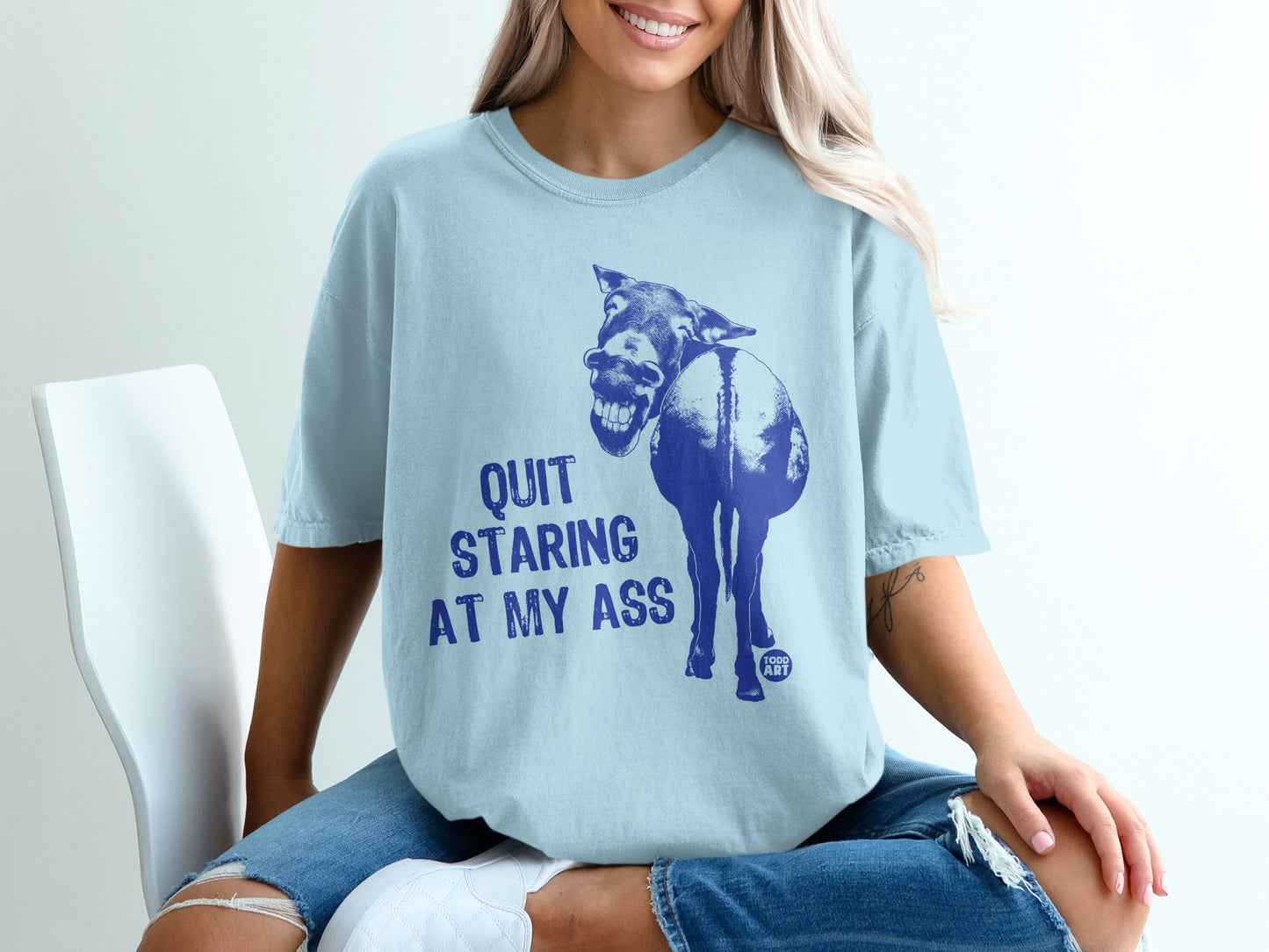 Quit Staring At My Ass Humorous Graphic T-Shirt