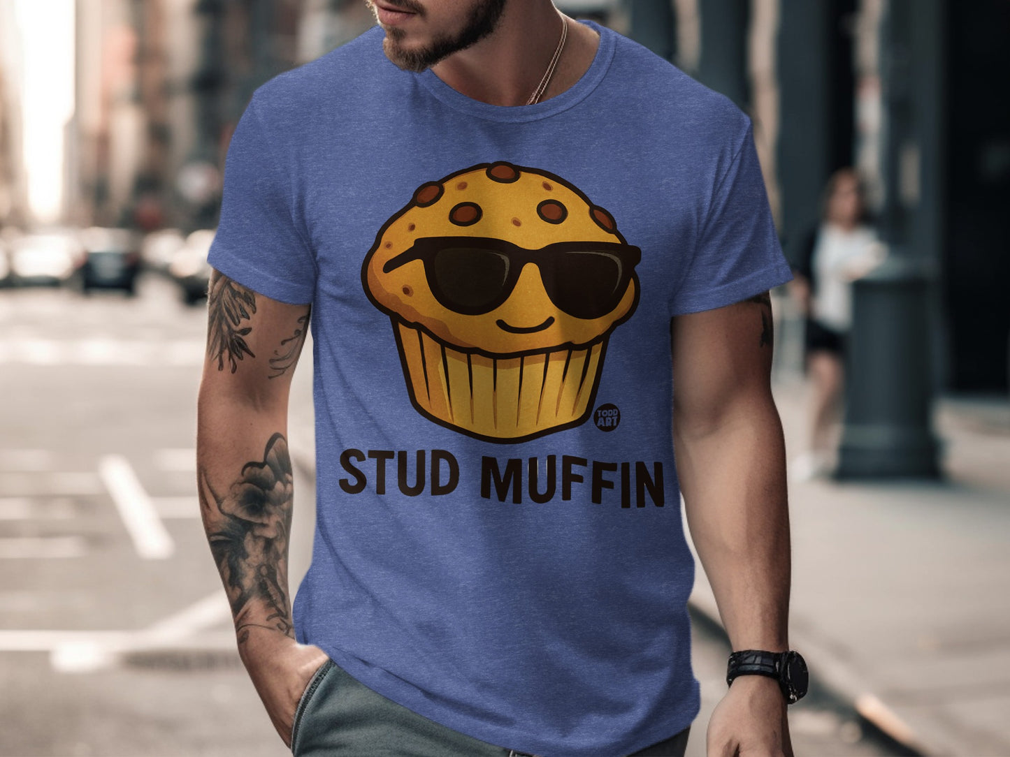 Funny Stud Muffin Graphic T-Shirt for Casual Wear