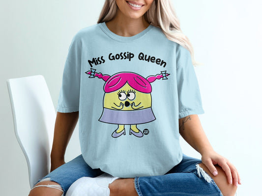 Miss Gossip Queen Graphic T-Shirt Fun Cartoon Design