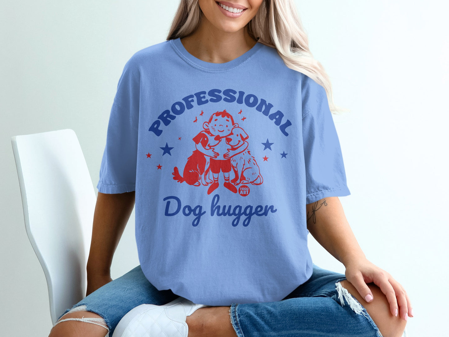 Professional Dog Hugger Graphic Tee Shirt Casual Wear