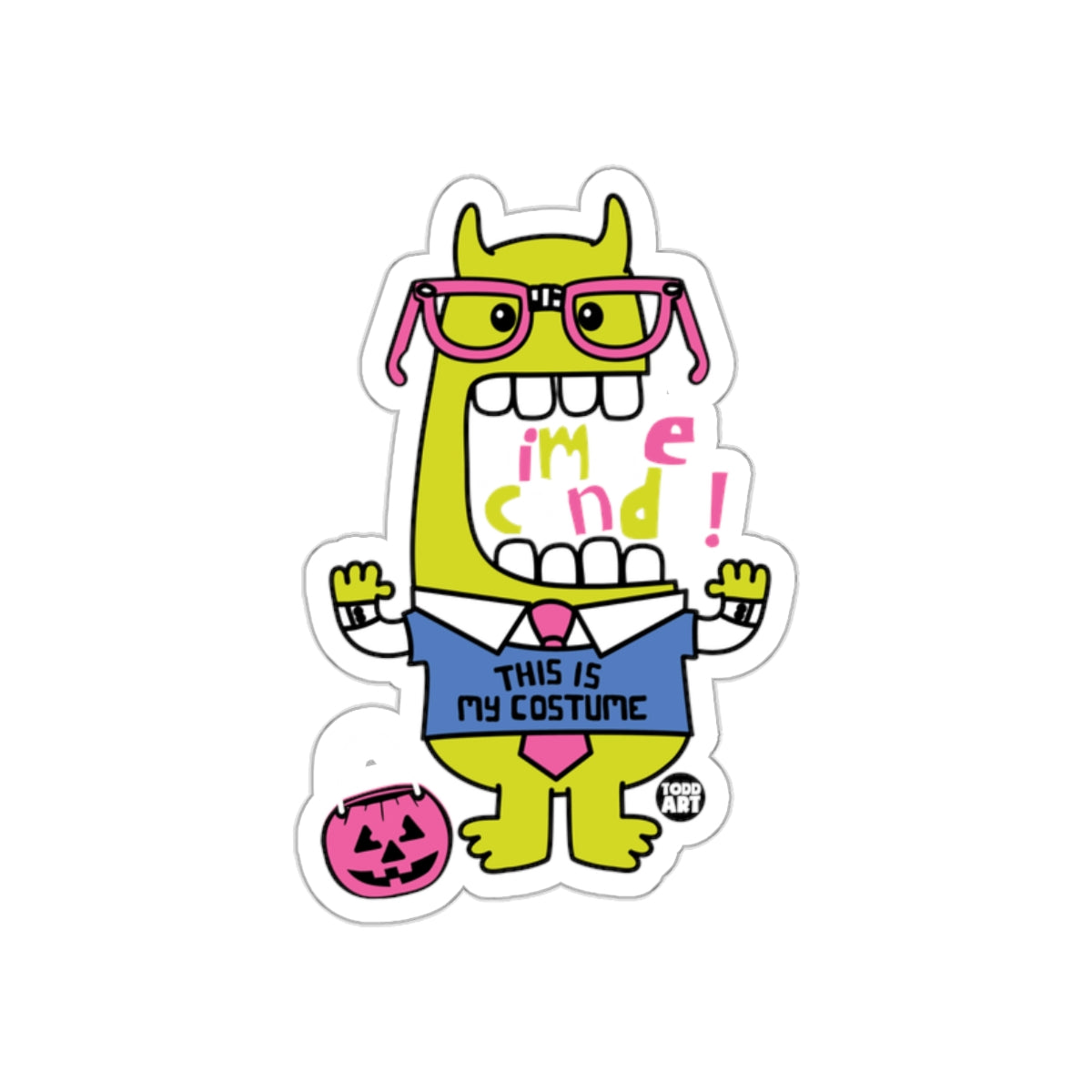Cartoon Monster with Glasses Halloween Sticker