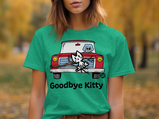 Goodbye Kitty Cartoon Graphic T-Shirt