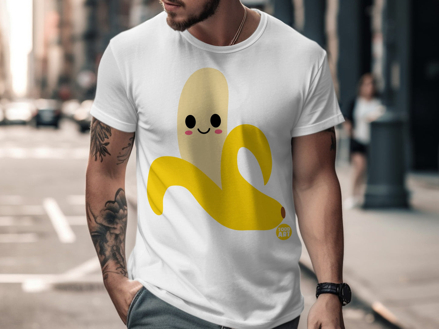 Cute Smiling Banana Graphic Printed T-shirt
