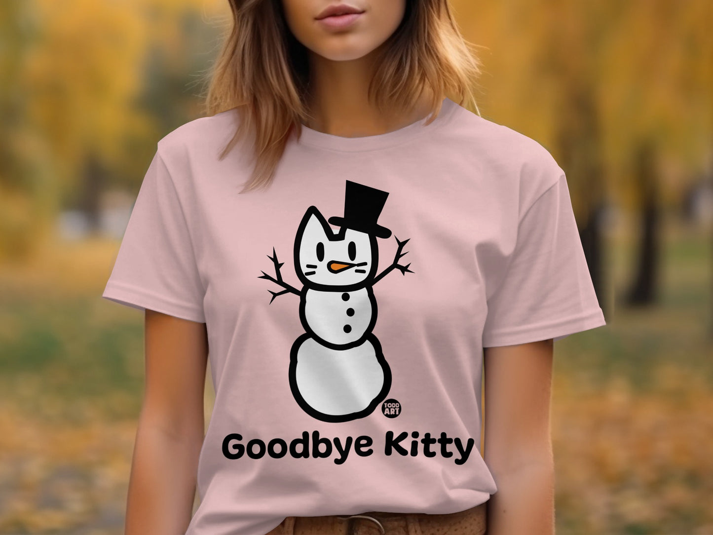 Goodbye Kitty Snowman Graphic Cute T-Shirt