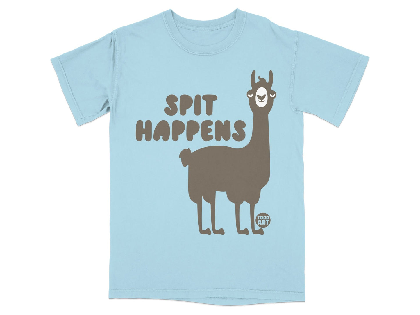 Spit Happens Funny Llama Graphic Tee Shirt Product