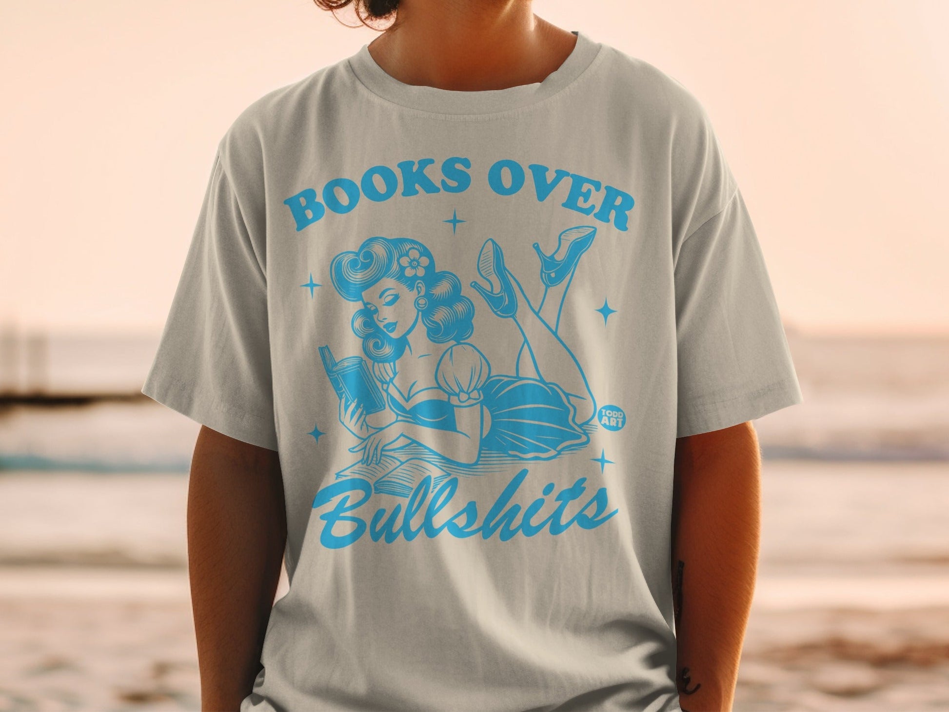 Books Over Bullshits Graphic Tee Retro Design