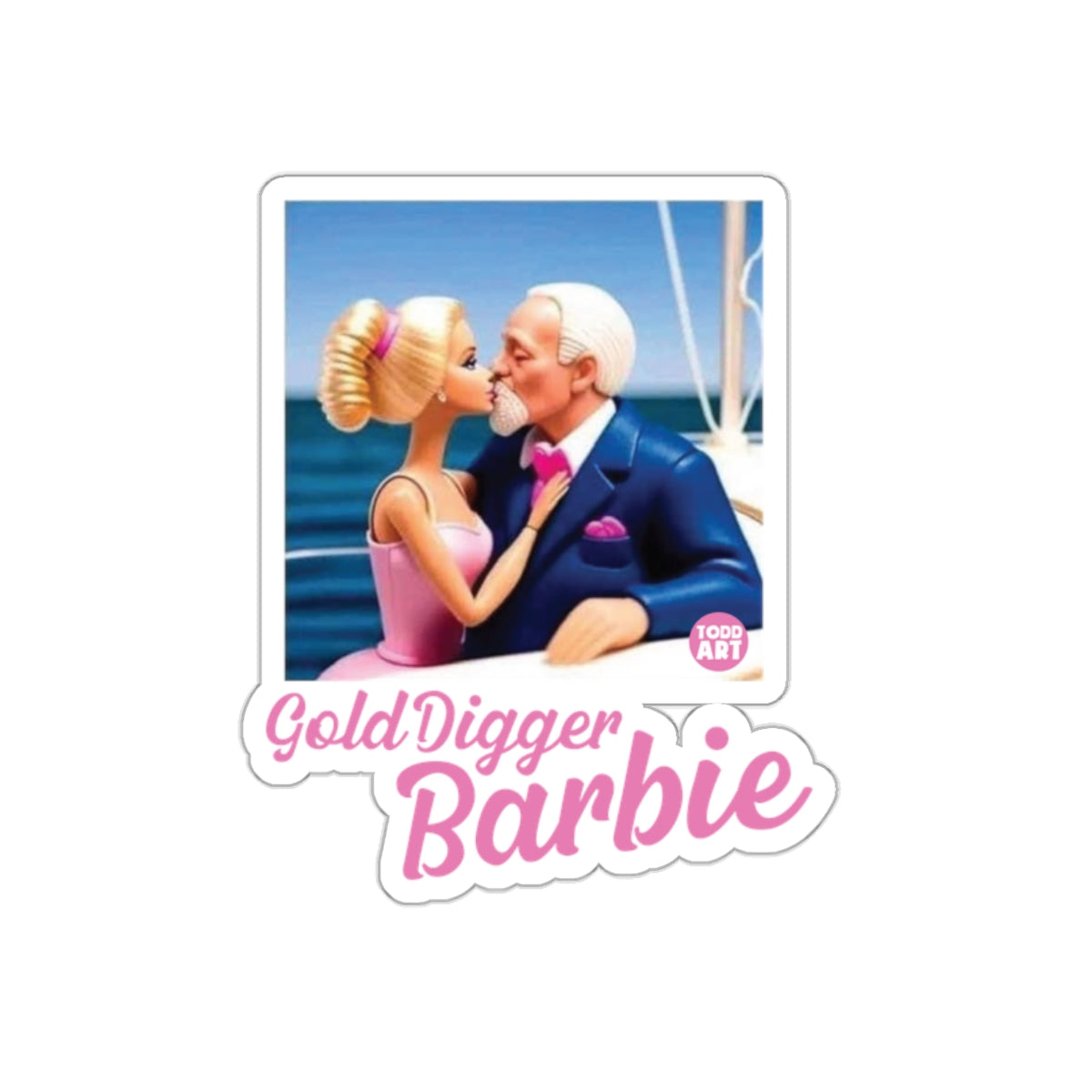 Gold Digger Barbie Todd Art Funny Doll Scene sticker