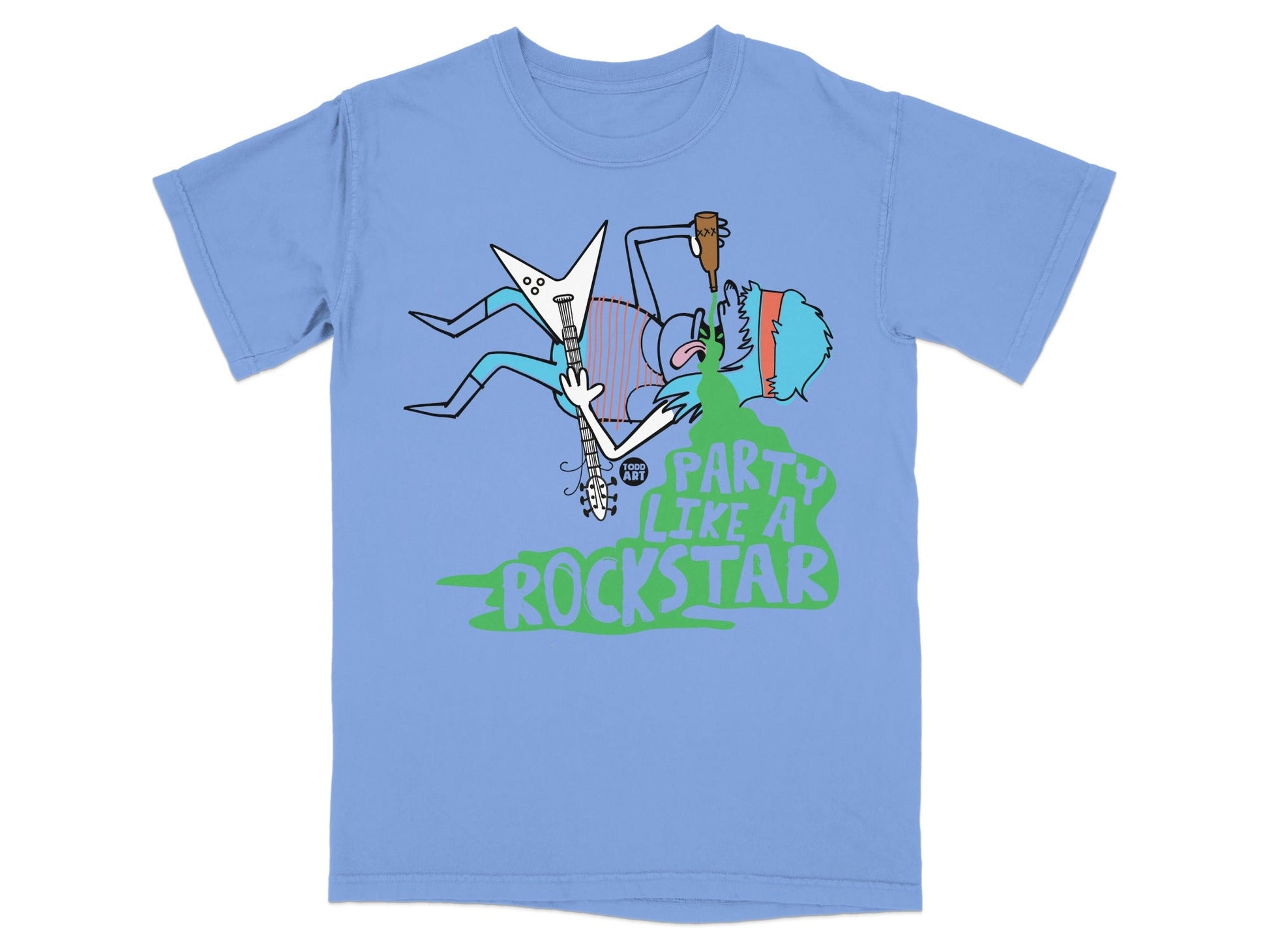 Blue Party Like A Rockstar Graphic Tee T-shirt