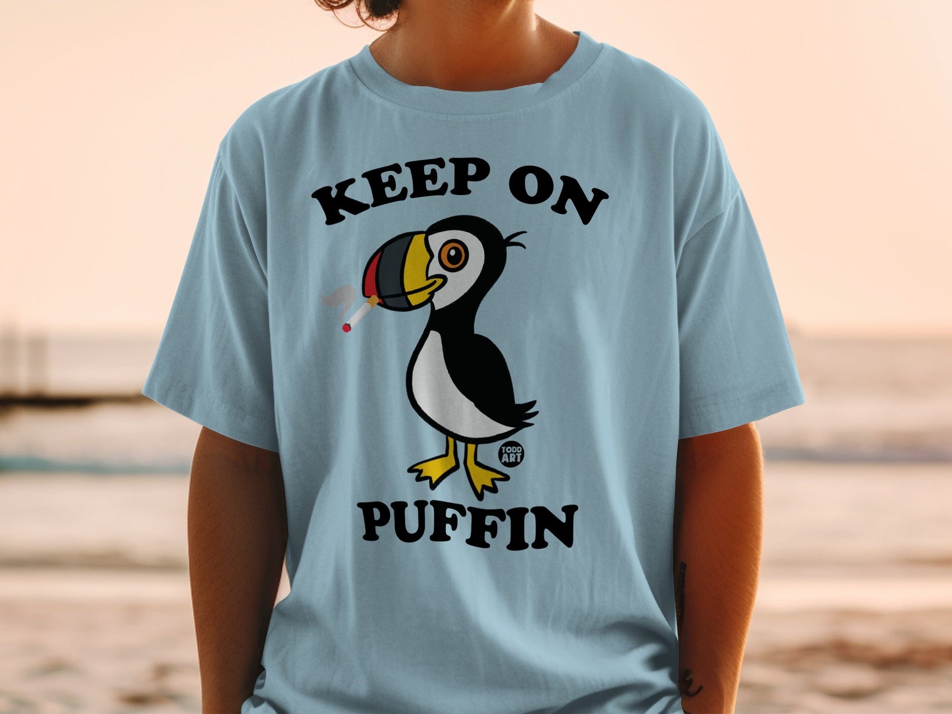 Keep On Puffin Graphic T-Shirt Fun Novelty Apparel