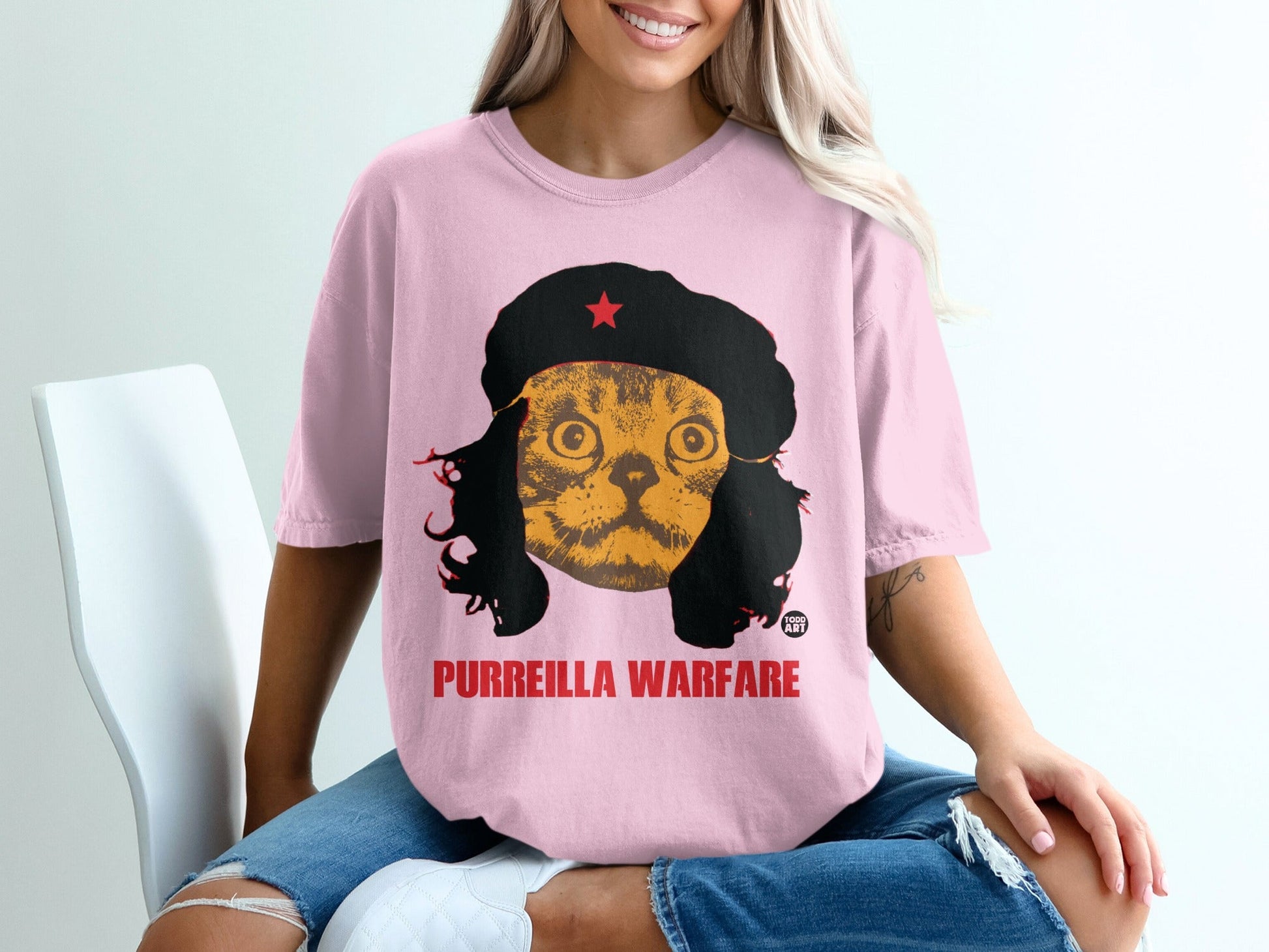 Purreilla Warfare Cat Graphic Print Shirt