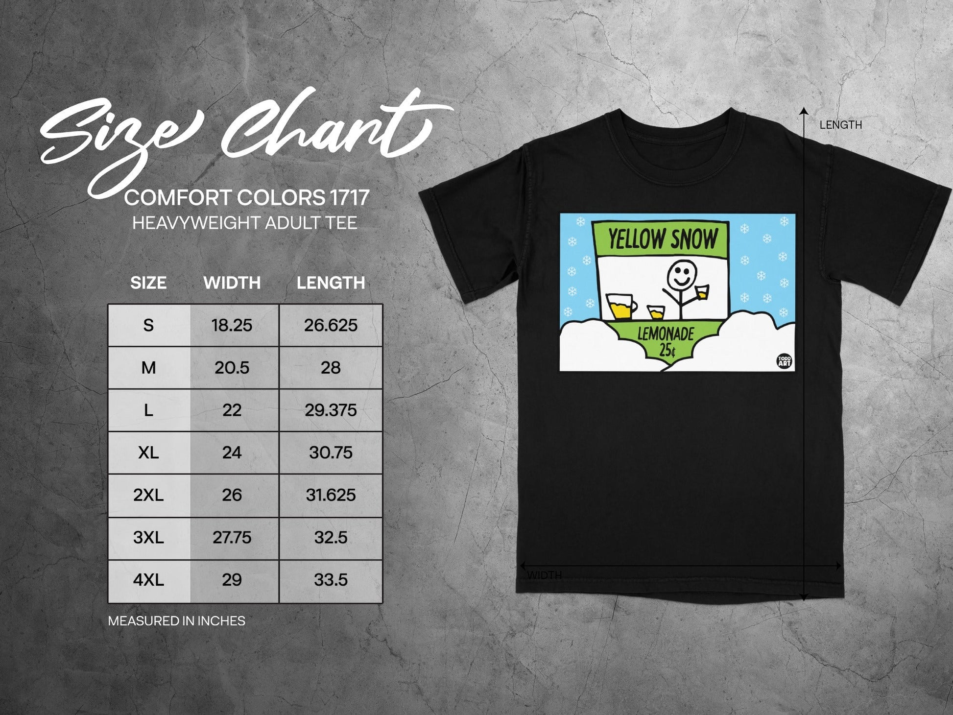 Yellow Snow Lemonade 25¢ Design Comfort Colors Tee