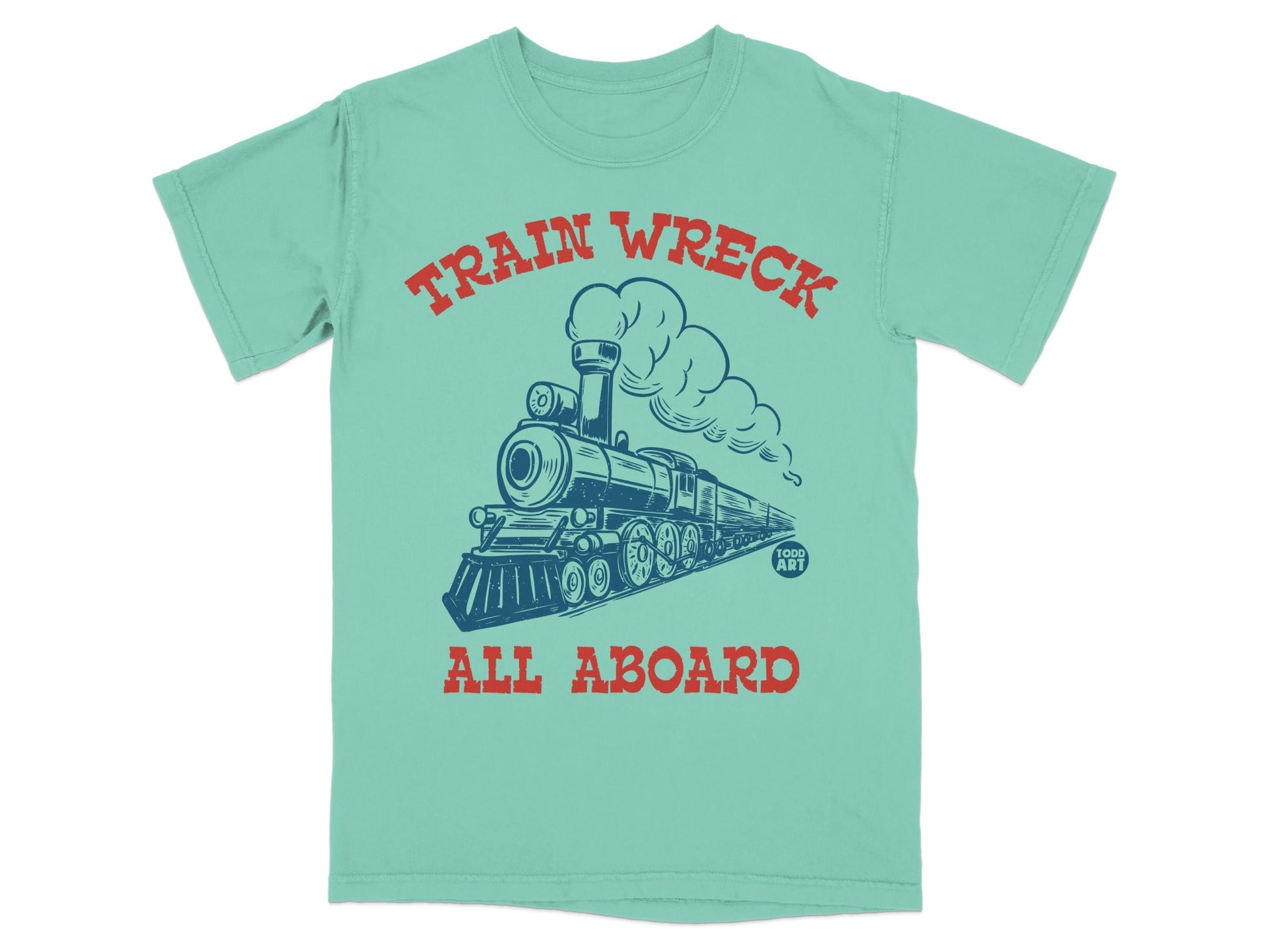 Train Wreck All Aboard Graphic Tee Shirt