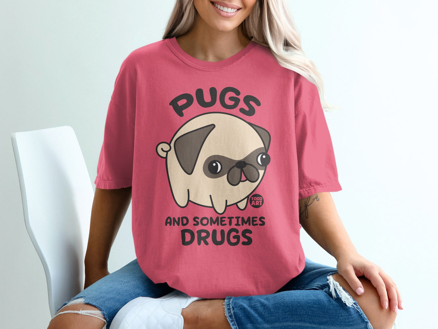 Pugs And Sometimes Drugs Funny Graphic Tee