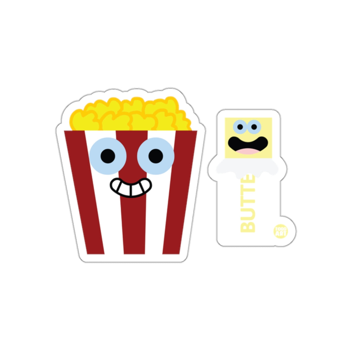 Cute Popcorn and Butter Cartoon Sticker Pack