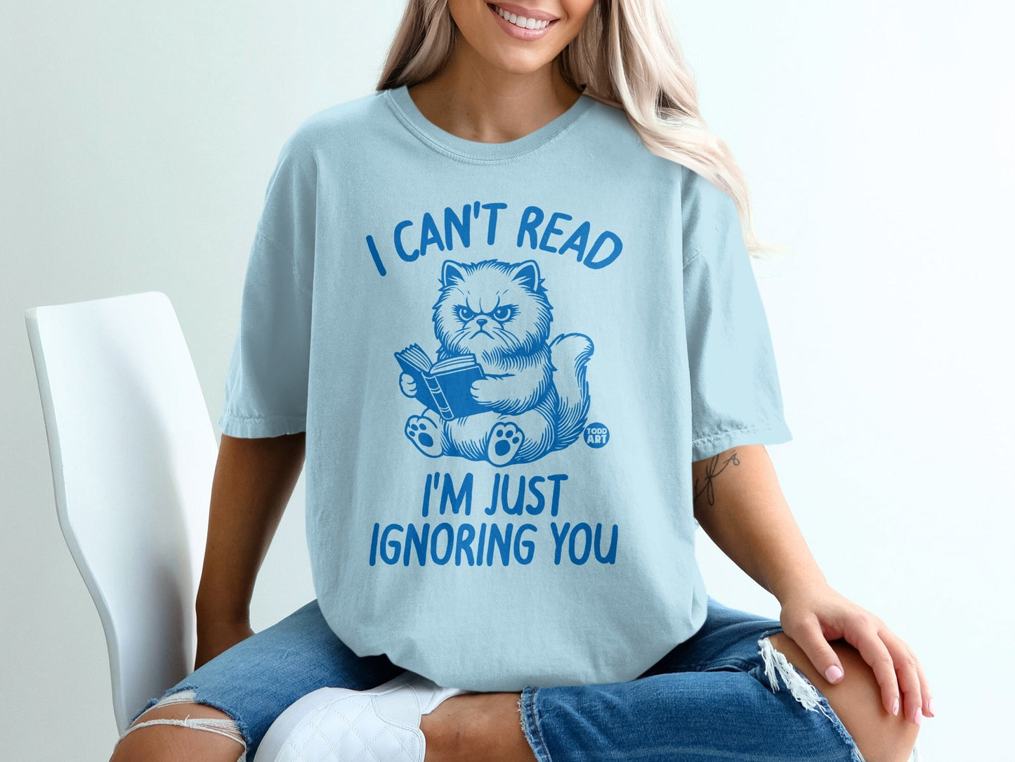 I Can't Read I'm Just Ignoring You Cat Graphic Tee