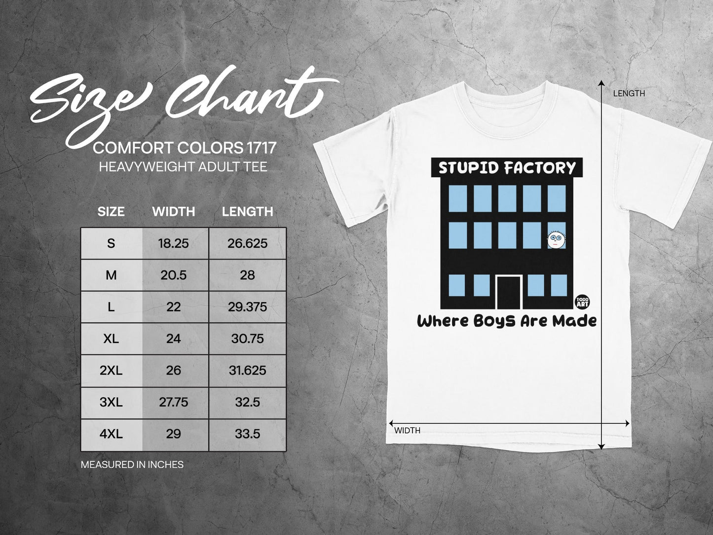 Stupid Factory Where Boys Are Made Heavyweight Adult Tee