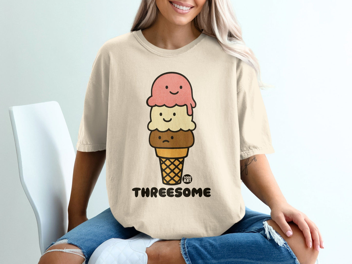 Threesome Ice Cream Cone Graphic Tee Shirt