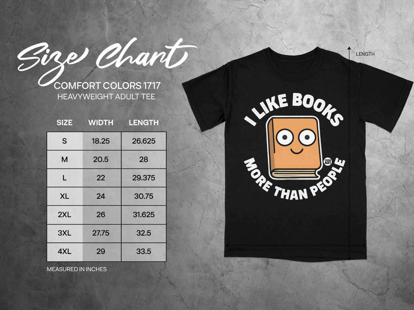 I Like Books More Than People Heavyweight Adult Tee