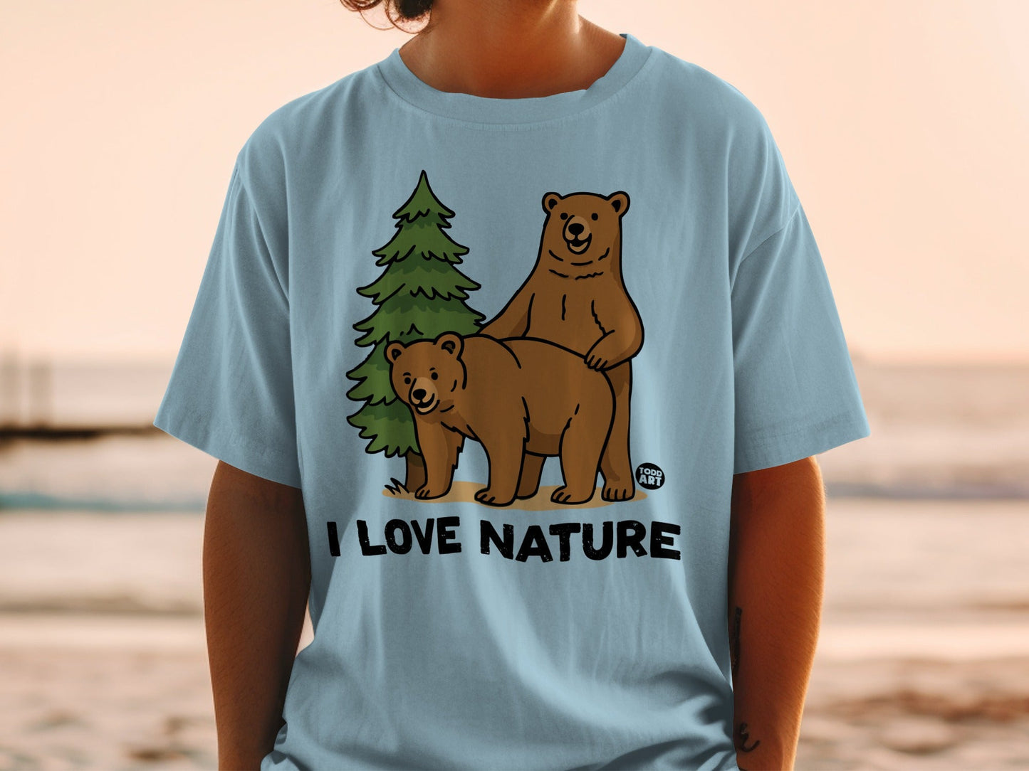 I Love Nature Bears Graphic T-Shirt Fun Outdoors Tee