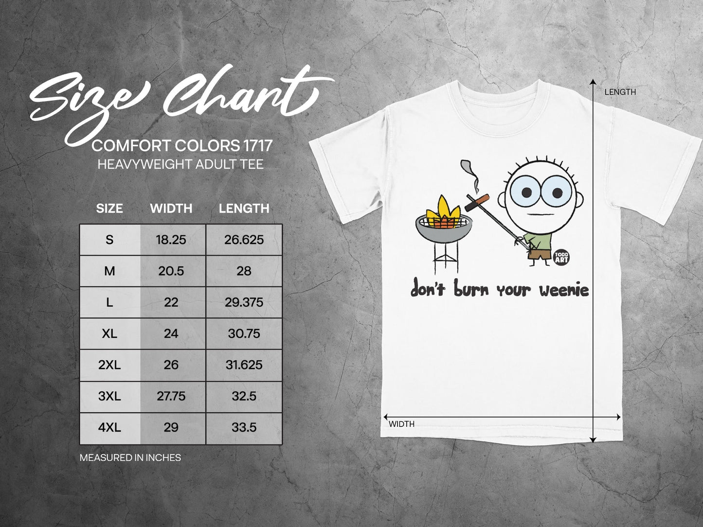 Don't Burn Your Weenie Funny Graphic Adult Tee