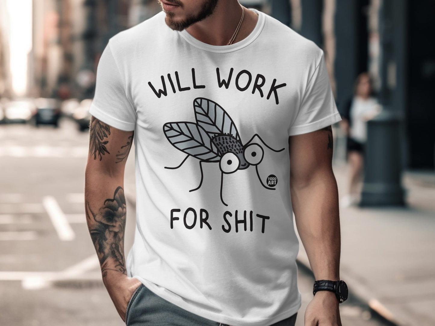 Will Work For Shit Humorous Graphic T-Shirt