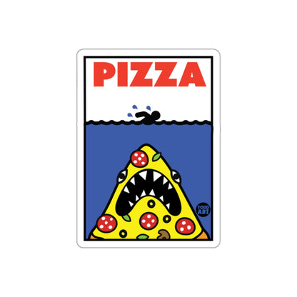 Pizza Underwater Shark Attack Funny Graphic Design sticker