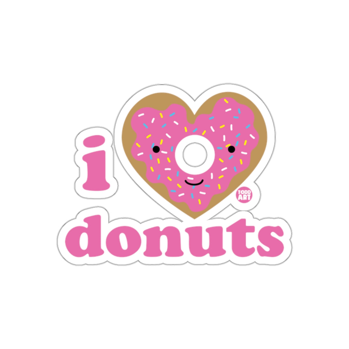 I Love Donuts Cute Pink Sprinkles Heart Sticker