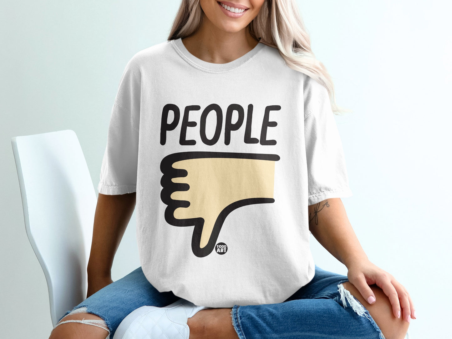 PEOPLE Thumbs Down Funny Graphic White Todd Art product type