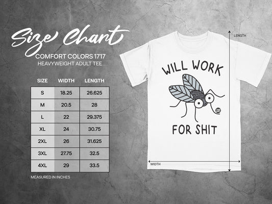 Will Work For Shit Heavyweight Adult Tee
