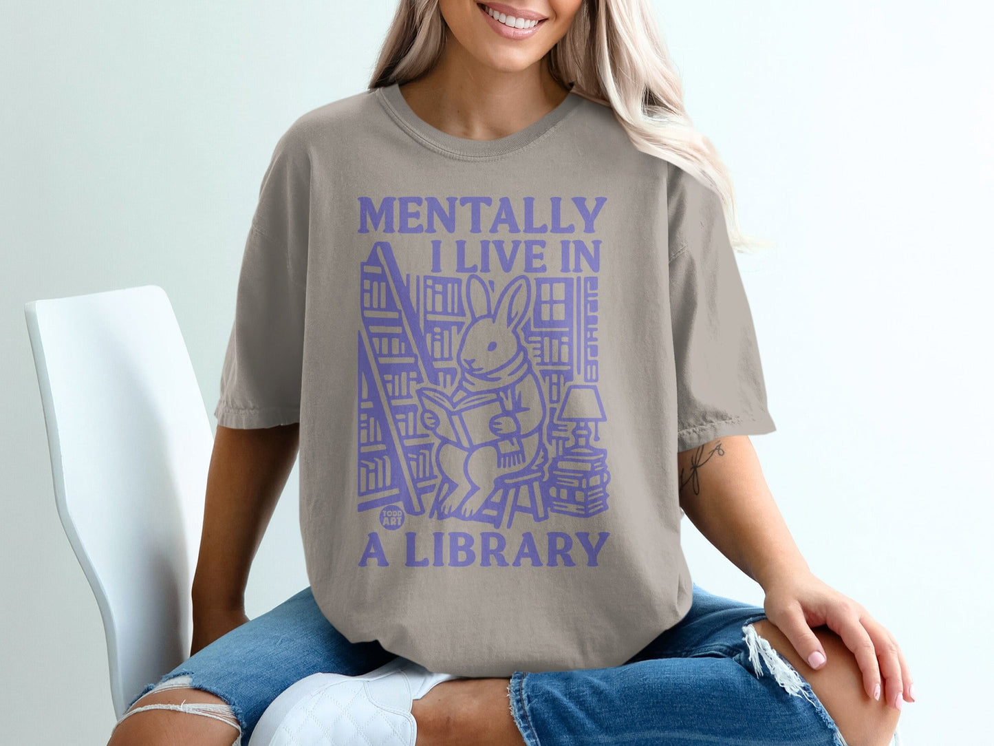 Mentally I Live In A Library Graphic Tee Shirt