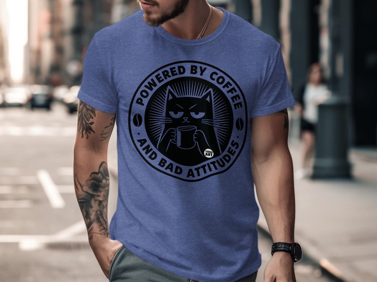 Powered By Coffee And Bad Attitudes Graphic T-Shirt