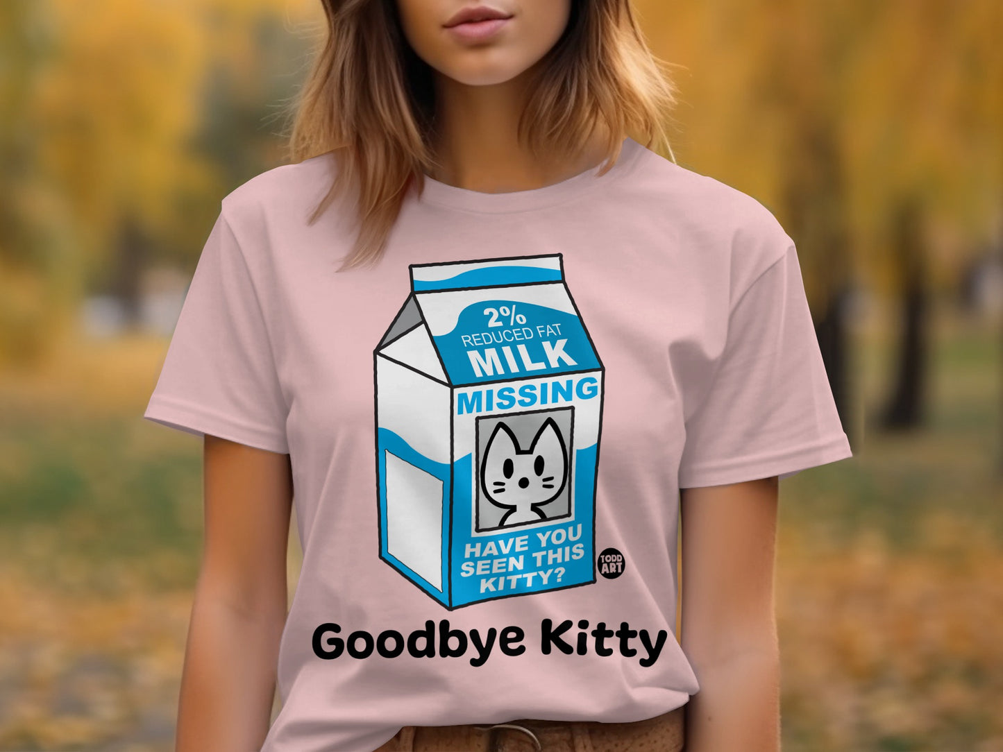 Funny Goodbye Kitty Missing Milk Carton Graphic Shirt