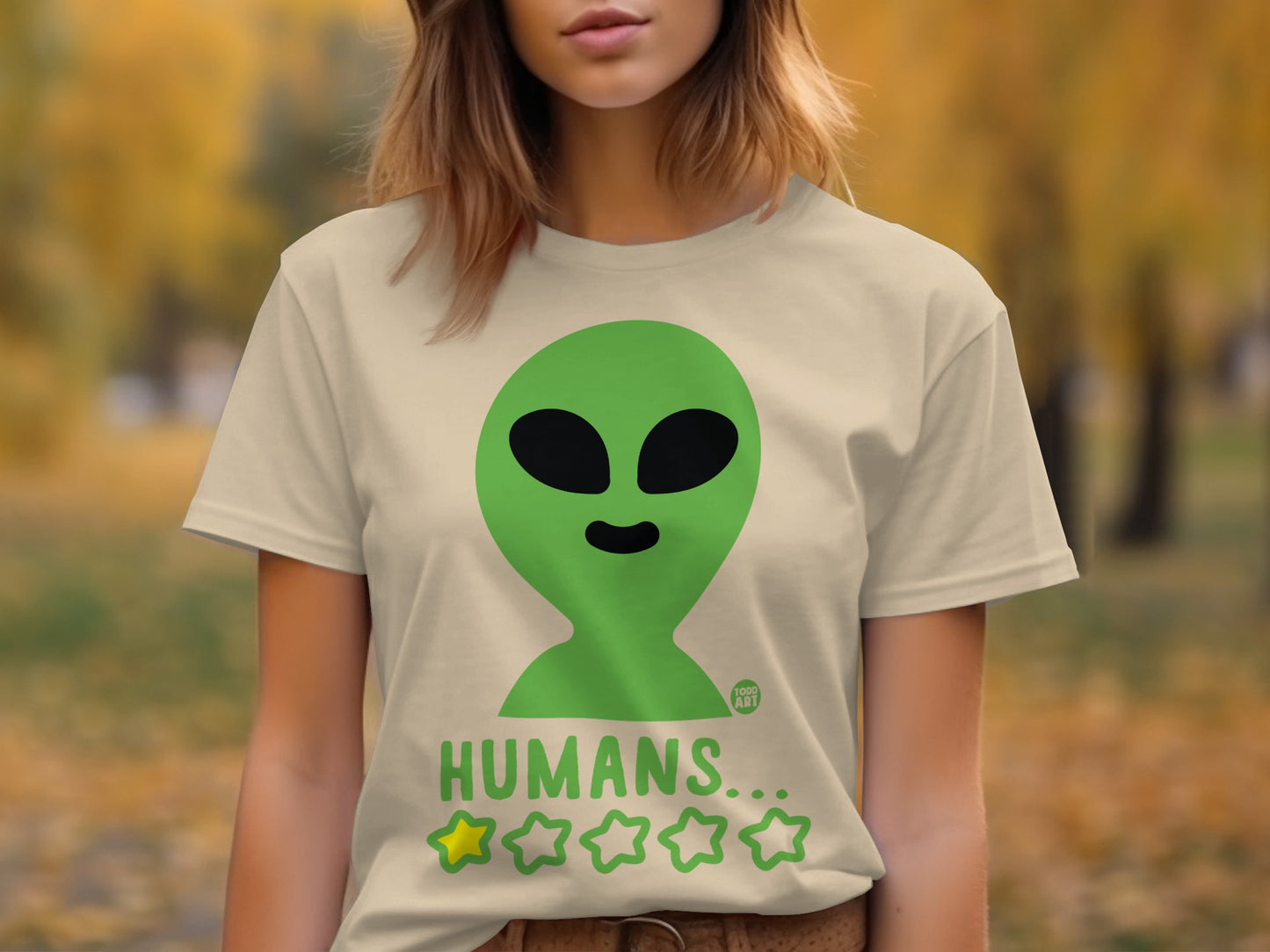 Funny Alien Design One Star Review T-shirt Product
