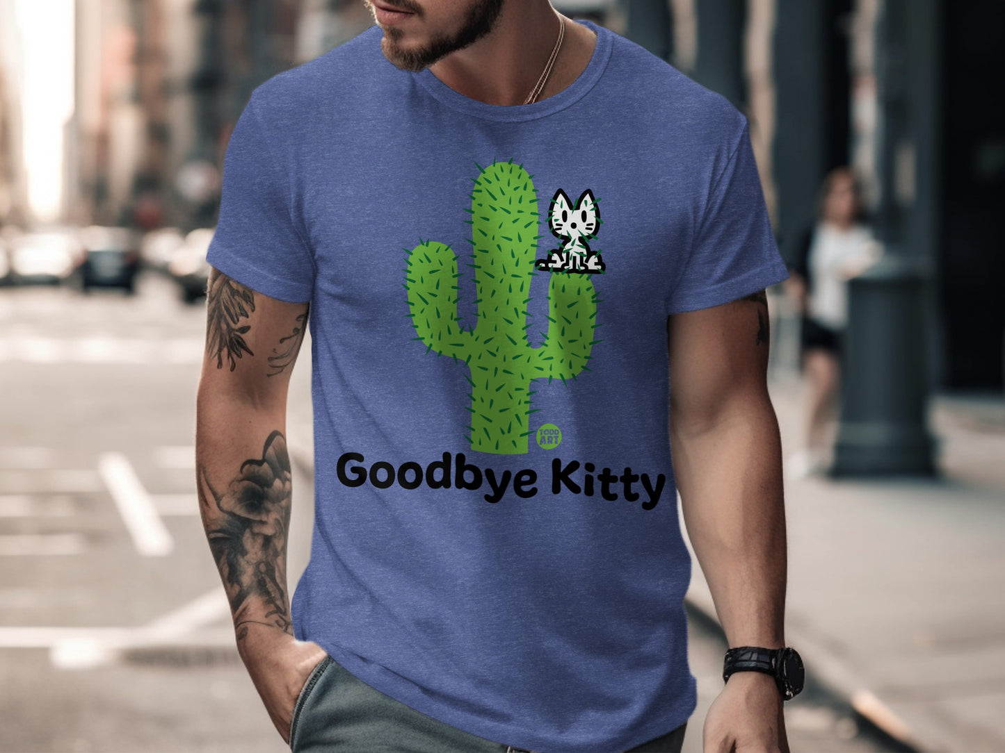 Goodbye Kitty Cactus Print Casual T-shirt
