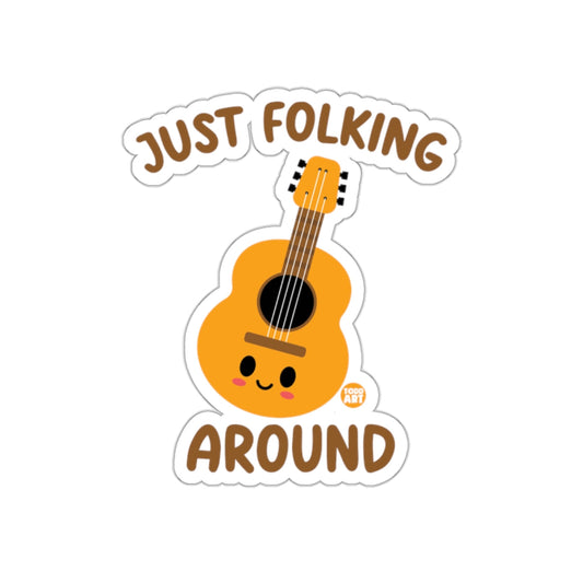 Just Folking Around Cute Guitar Illustration Sticker
