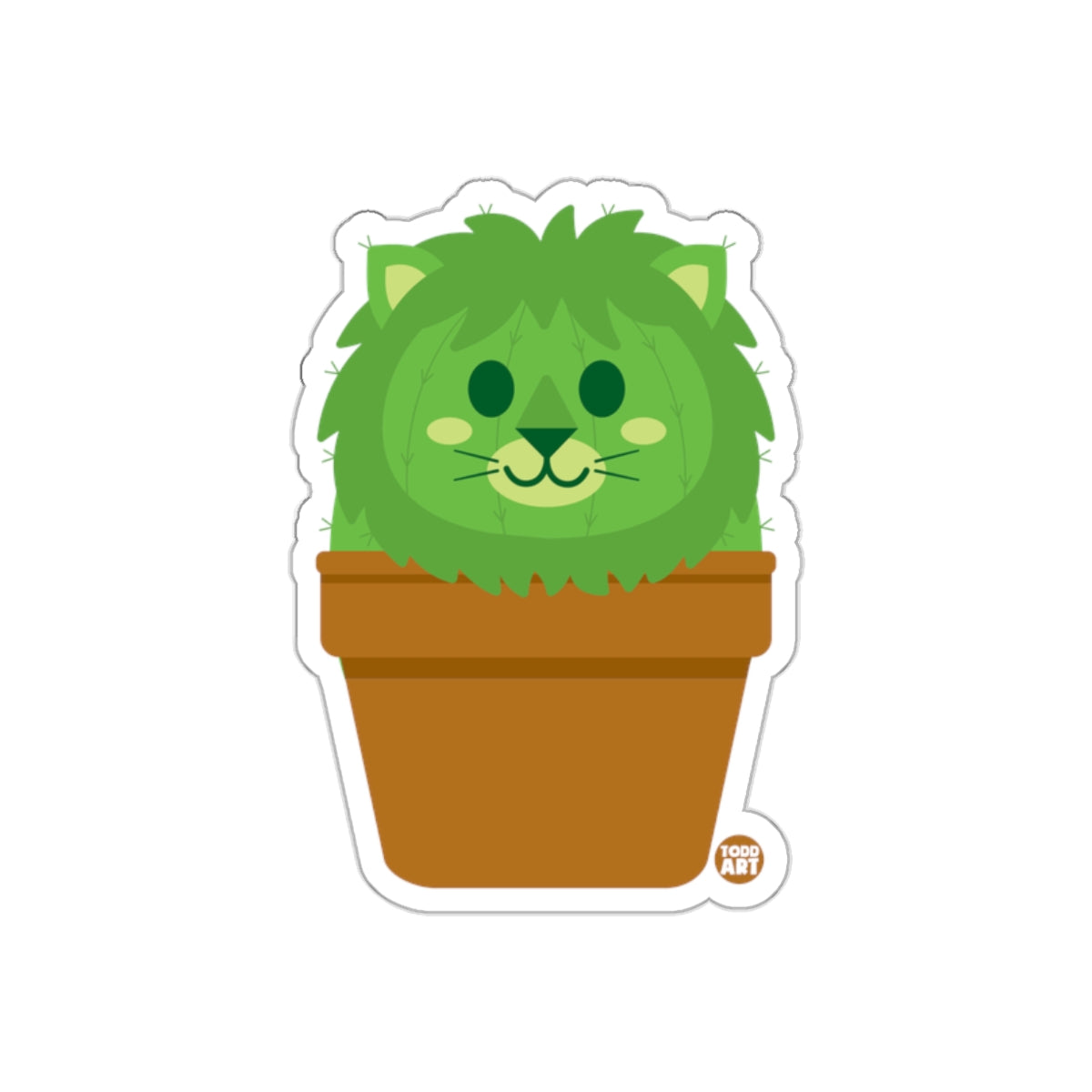 Adorable Lion Face Potted Cactus Sticker 