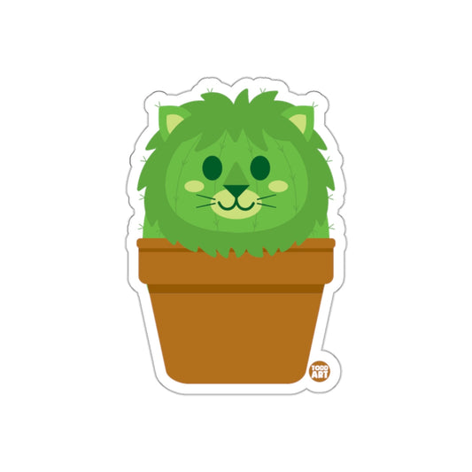Adorable Lion Face Potted Cactus Sticker 