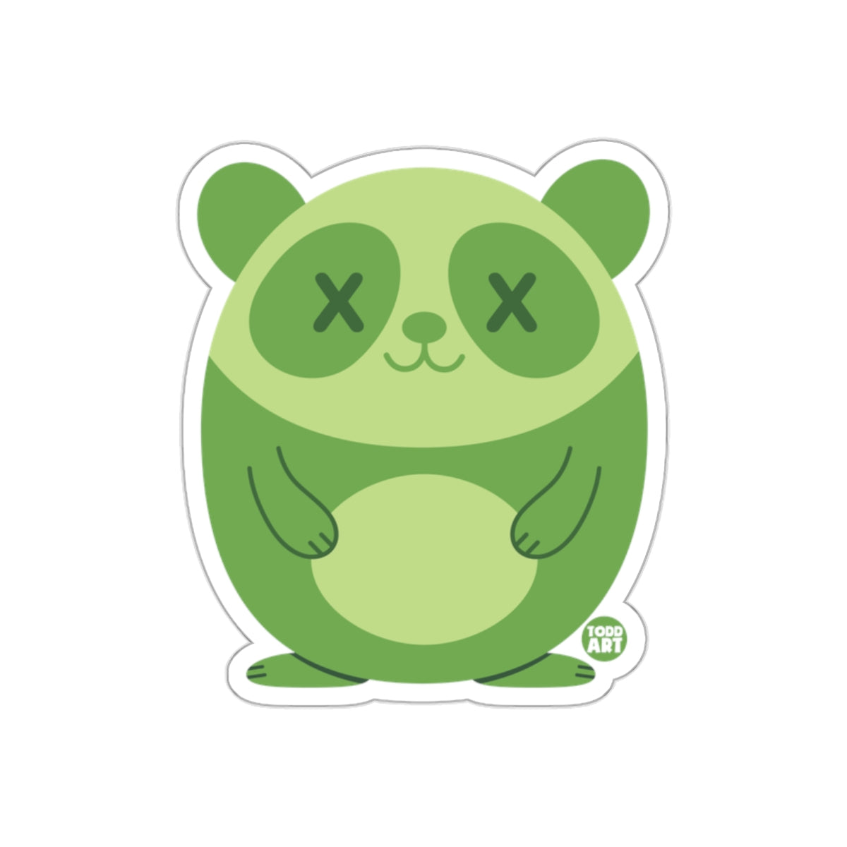 Green Adorable Panda Bear Artwork Sticker Product