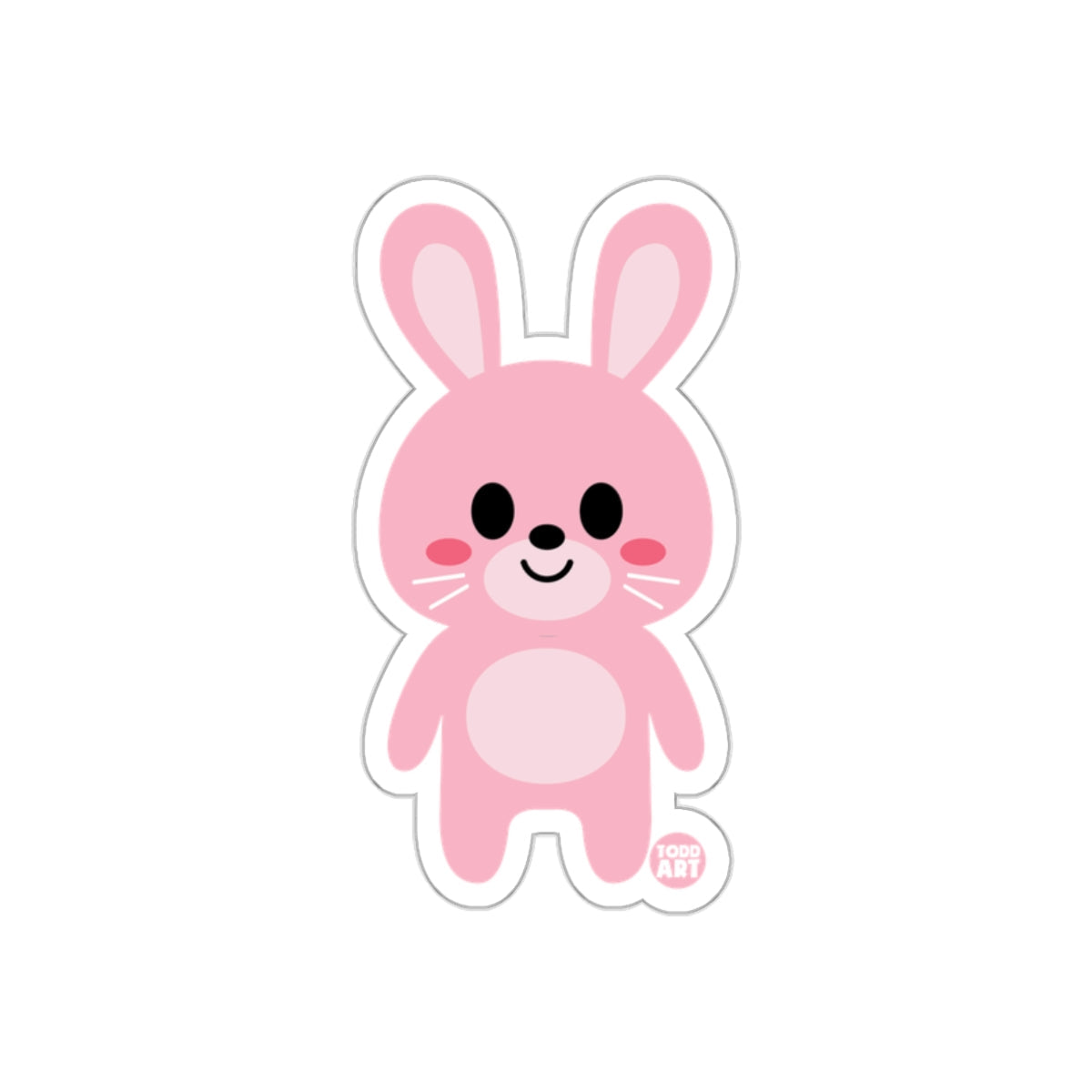 Cute Pink Bunny with Whiskers Design Sticker