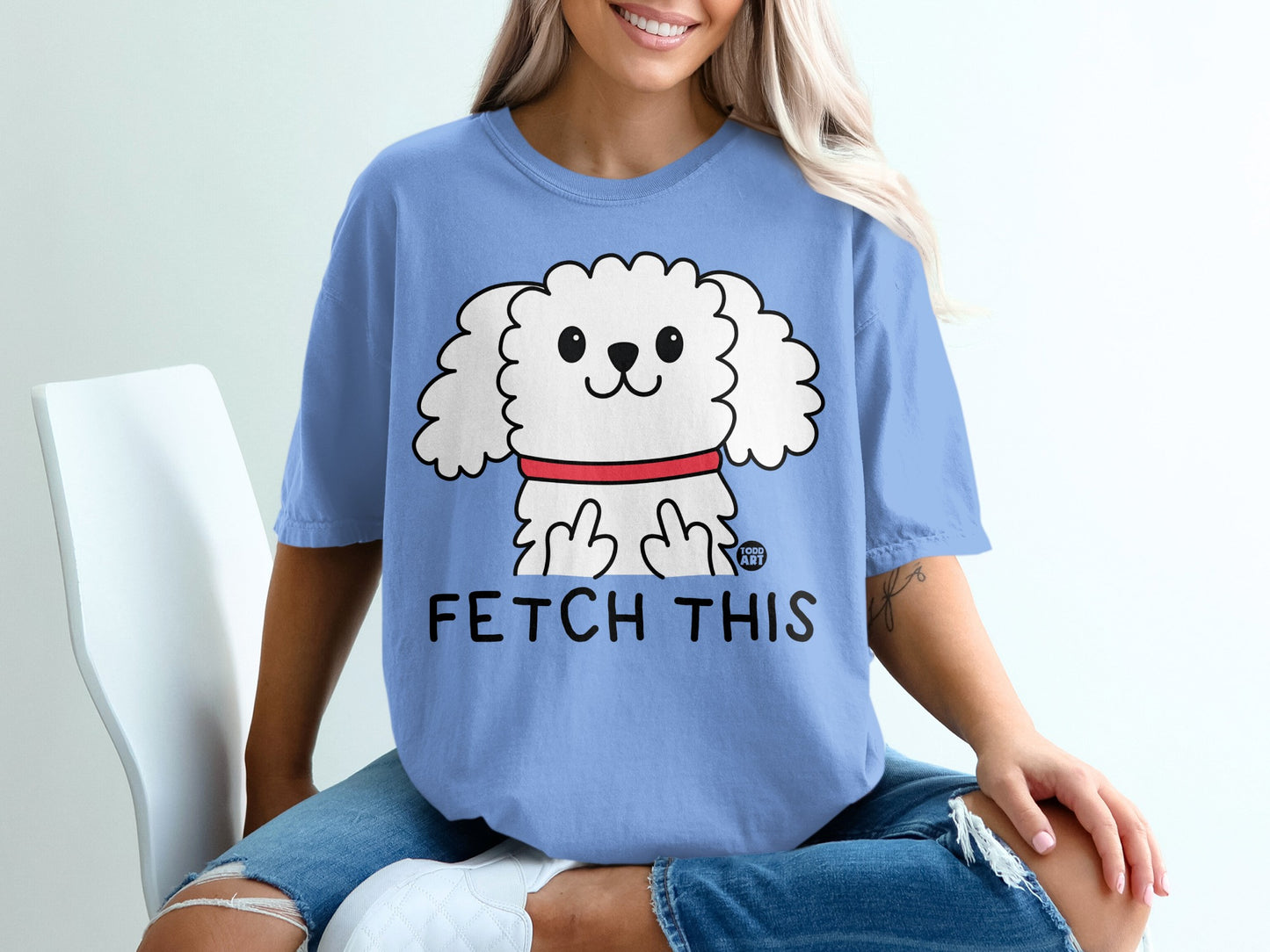Funny Dog Cartoon 'Fetch This' Graphic T-Shirt