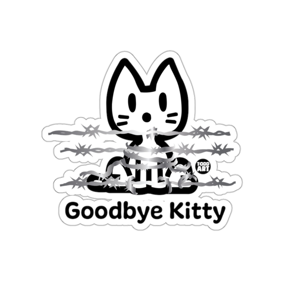 Goodbye Kitty Barbed Wire Art Sticker for Sale