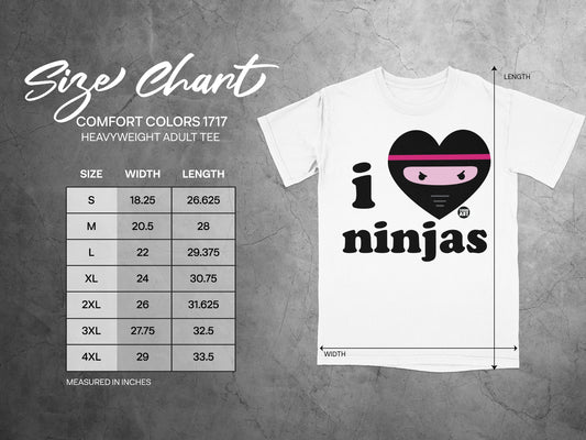 I Heart Ninjas Graphic Print Heavyweight Adult Tee