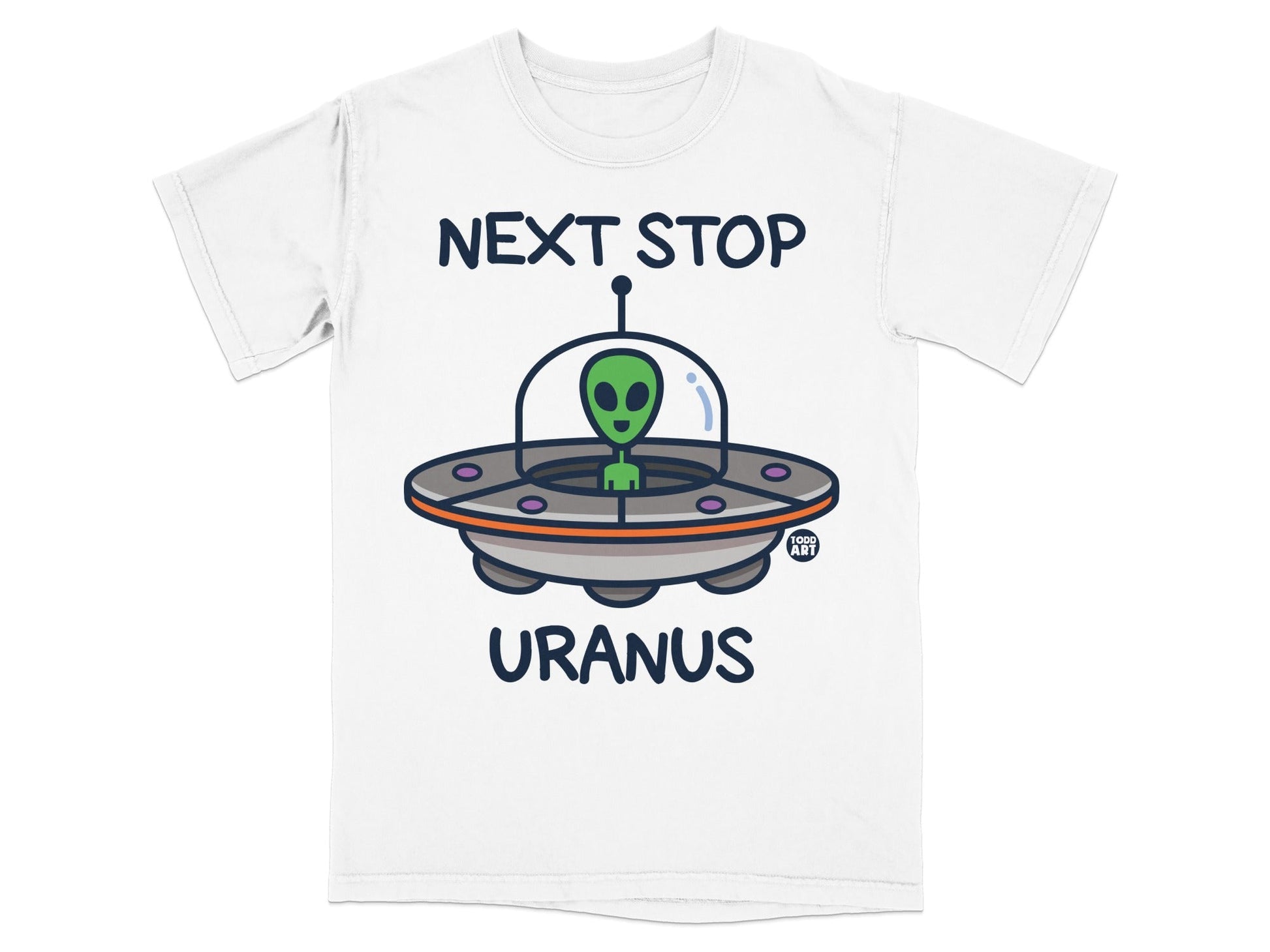 Funny Alien Next Stop Uranus Graphic T-Shirt