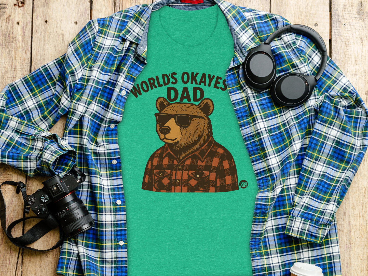 World's Okayest Dad Bear with Sunglasses T-shirt