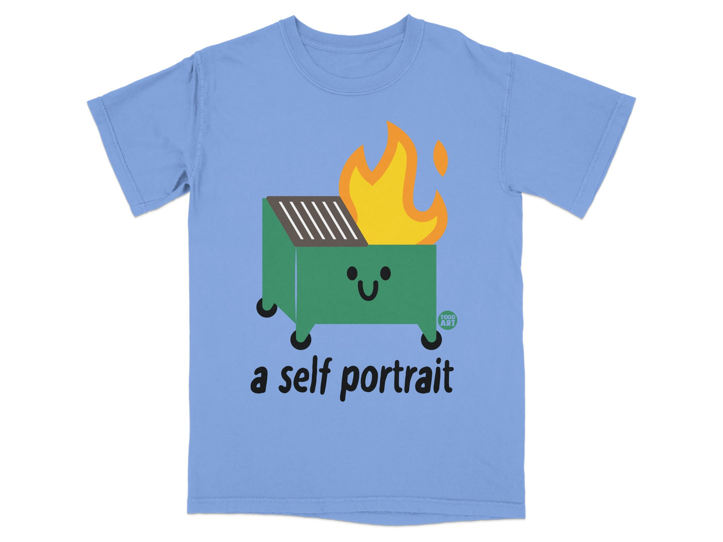 Smiling Burning Dumpster a self portrait product type