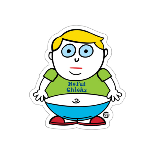 Funny Cartoon Figure with No Fat Chicks Text Sticker