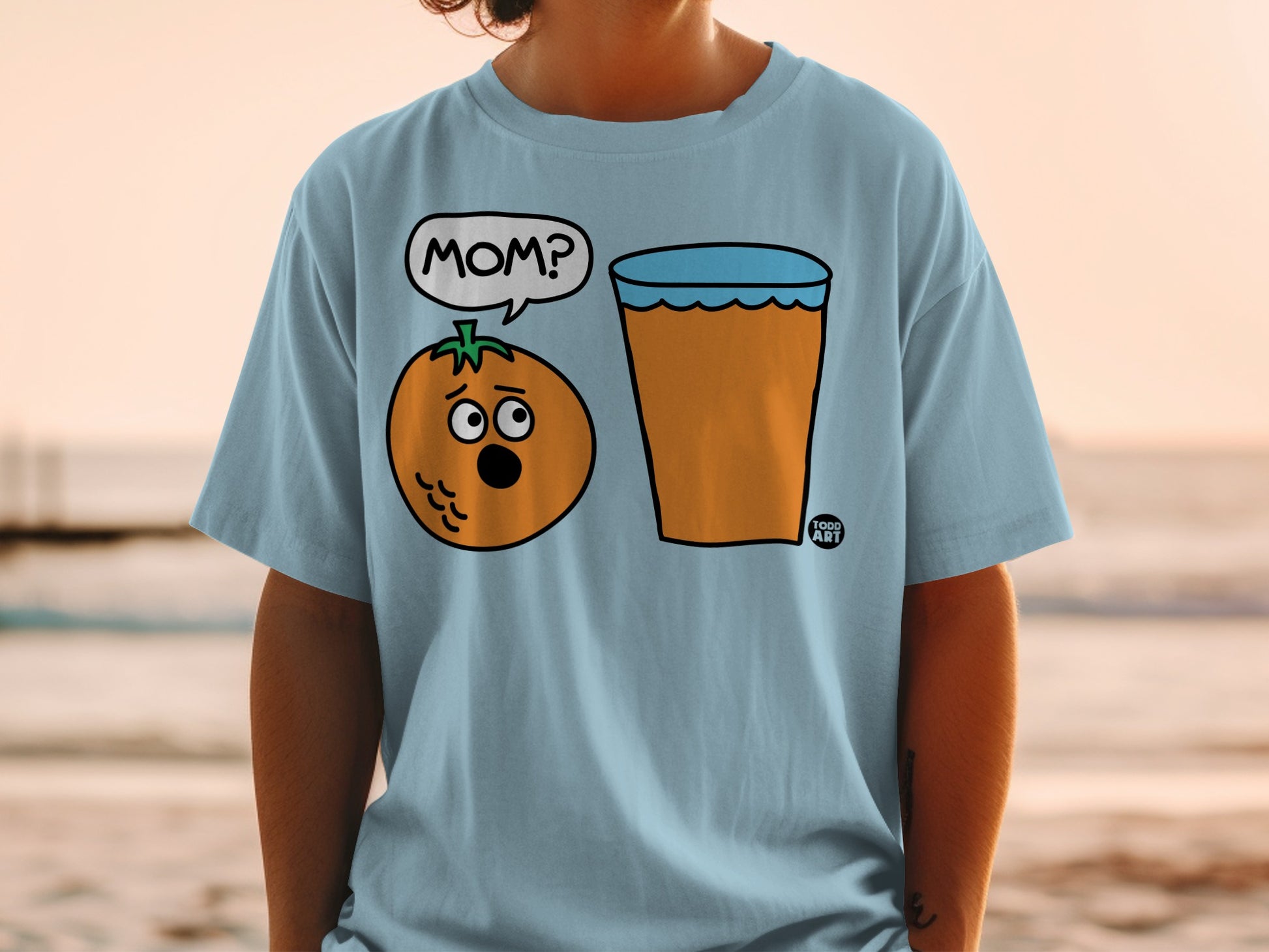 Mom Question Orange Juice Glass Cartoon Graphic product type