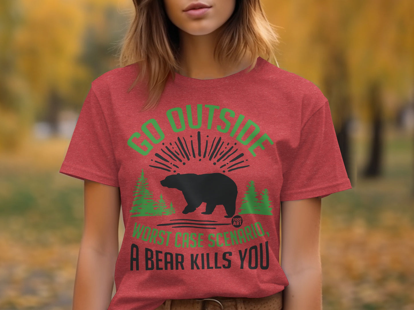 Go Outside Worst Case Scenario Bear Kills You T-shirt