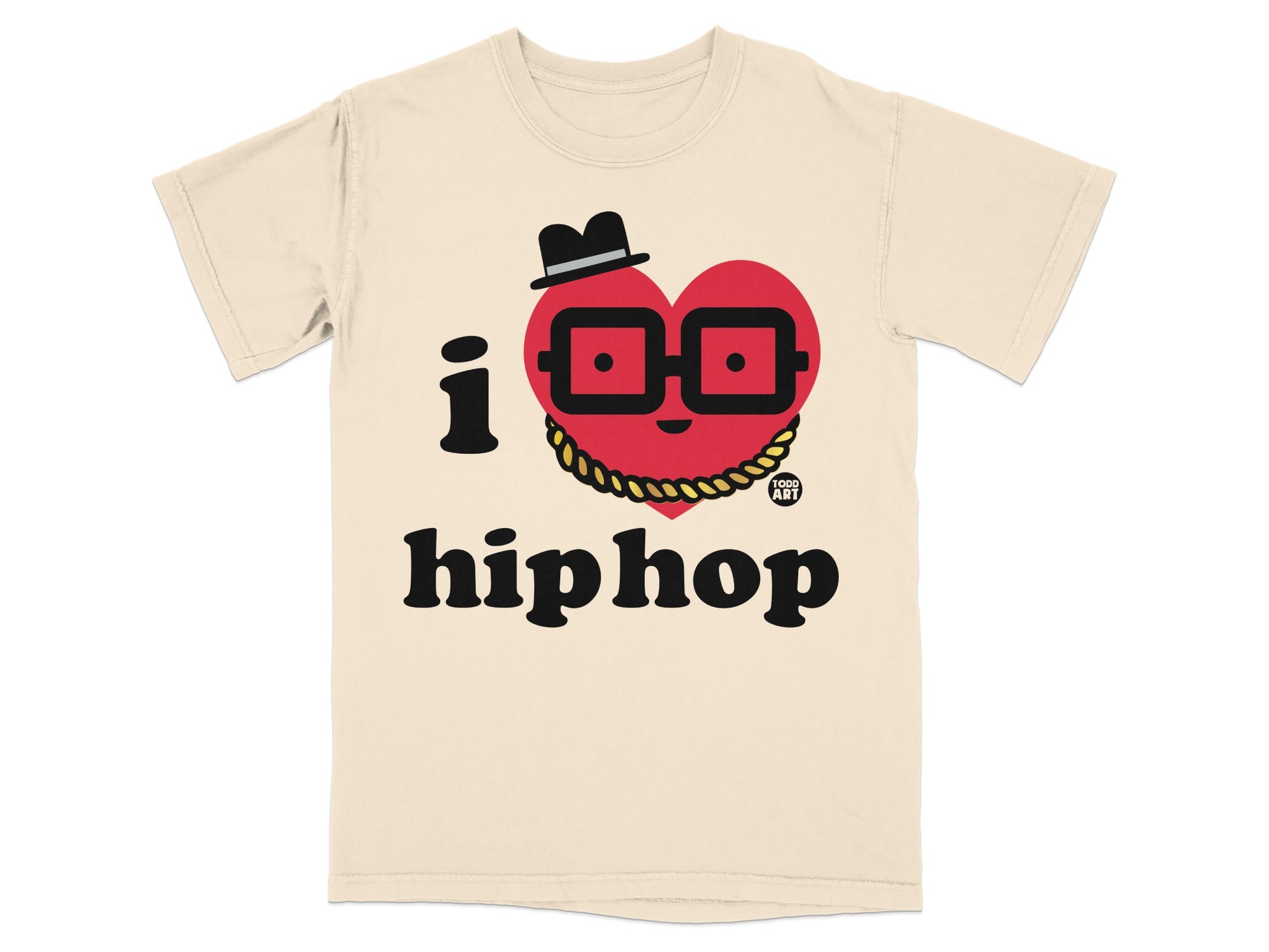I Love Hip Hop Graphic Tee with Heart Glasses Design