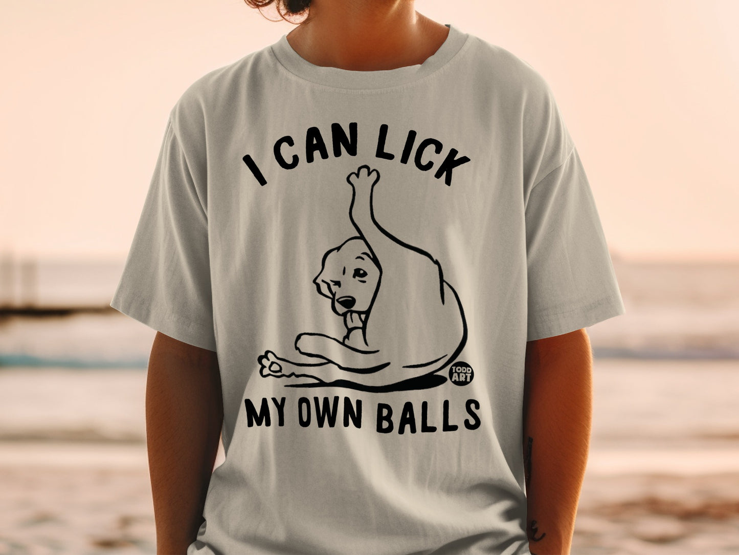I Can Lick My Own Balls Funny Dog Graphic T-shirt